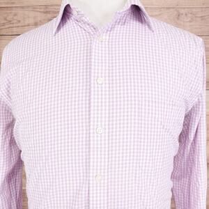 Stafford Shirt Mens 16.5 34-35 Travel Gingham Check Fitted Dress Easy Care